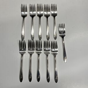 11 Tudor Plate Oneida Community Small Forks Flatware Queen Bess II Floral